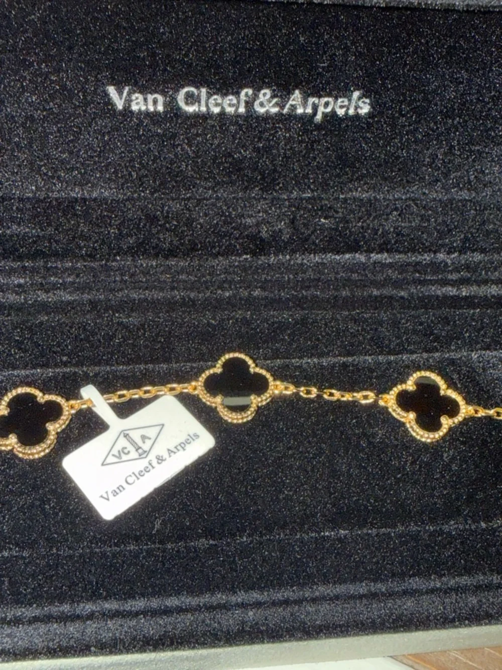 4 leaf Clover Gold and Black Alhambra Motif Bracelet